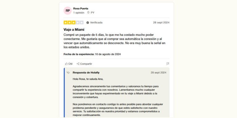 Opinión de Rosa sobre Holafly