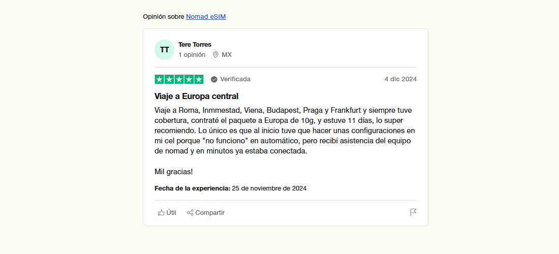 Opinión de Tere sobre Nomad