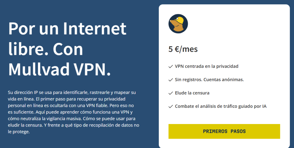 planes y precios de mullvad vpn para italia