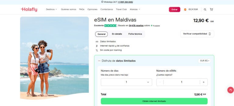 Tarjeta SIM virtual para Maldivas en la tienda online de Holafly