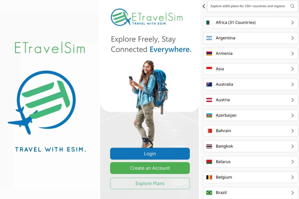 Vista de la app de ETravelSim