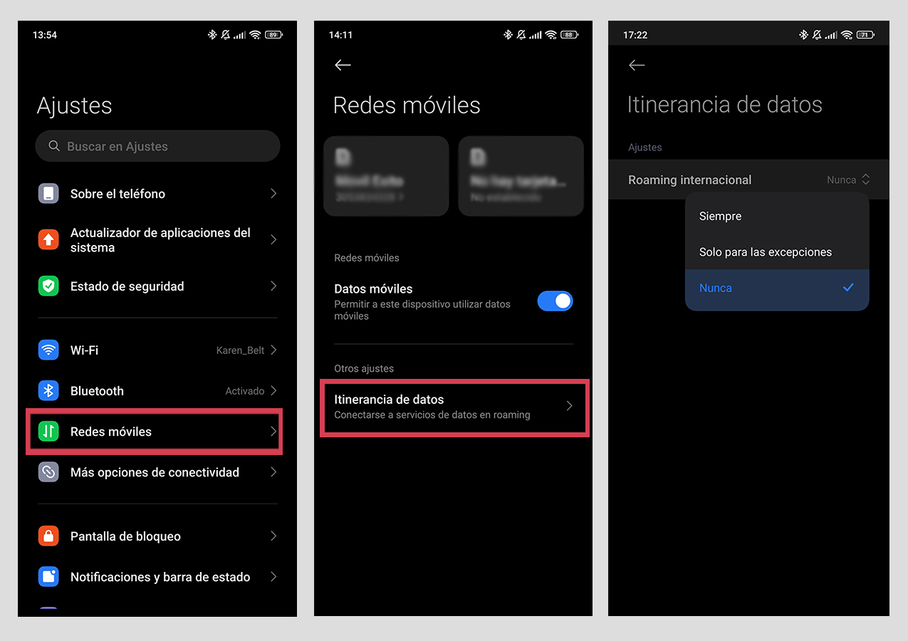 Desactivar el roaming en Android