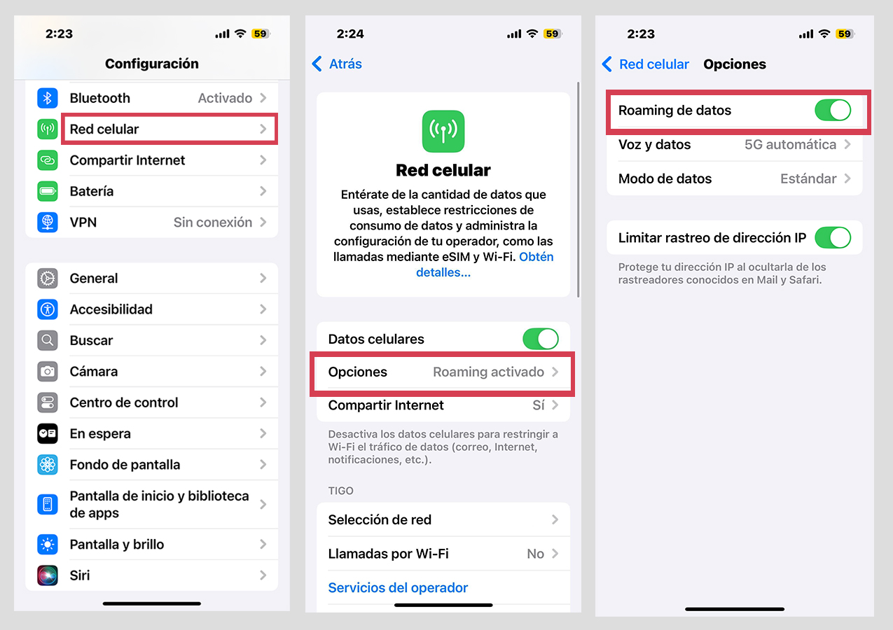 Desactivar el roaming en iOS