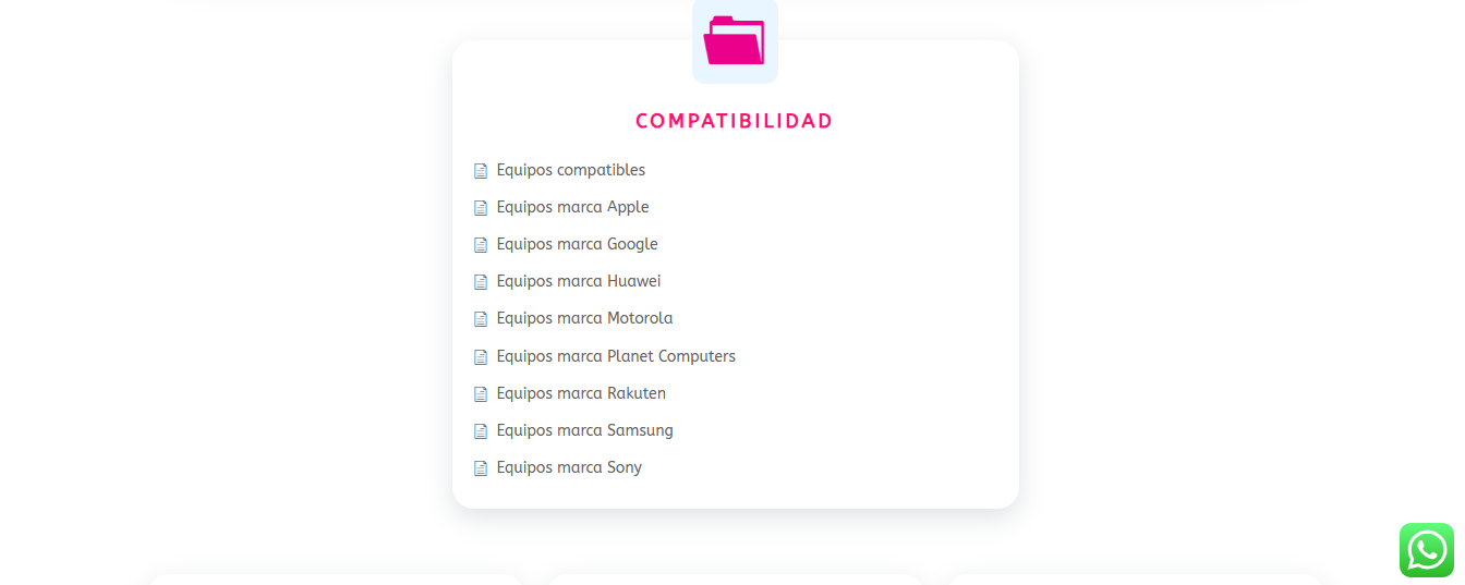 Lista de dispositivos compatibles en el sitio web de HolaSim