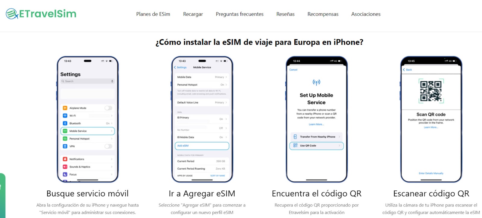 Pasos para activar la eSIM de ETravelSim