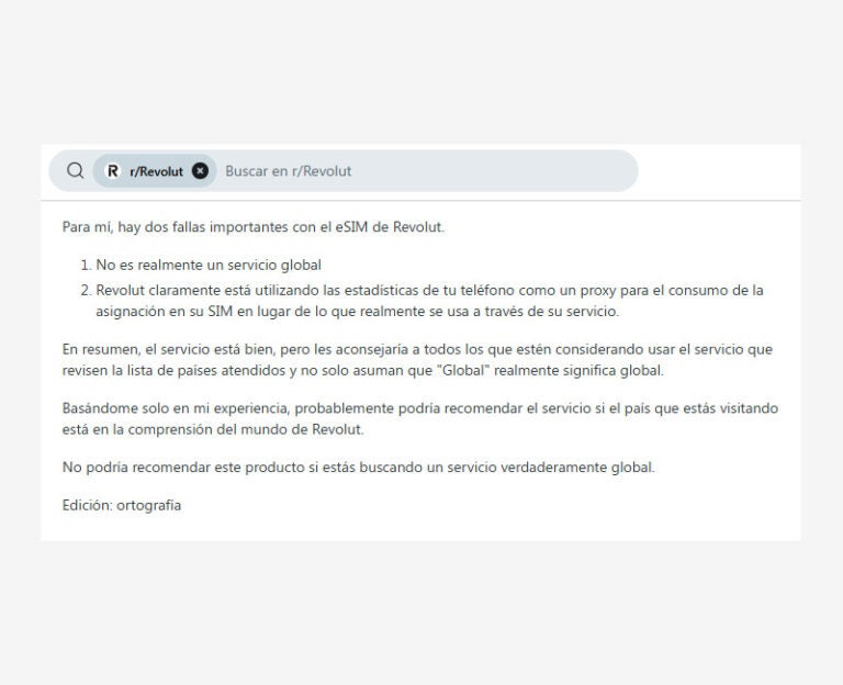 Opinión sobre la eSIM global de Revolut