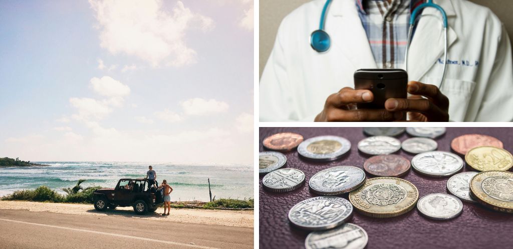 Viajeros con coche en Cozumel; seguro de viaje para México y pesos mexicanos 