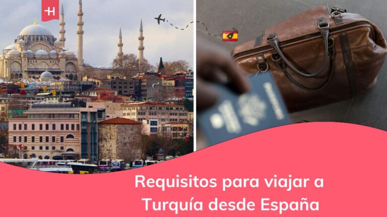 Ciudad de Estambul y una maleta con un pasaporte.