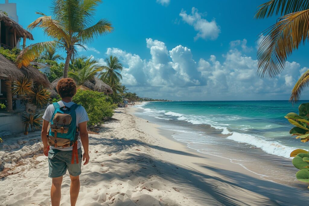 Viajero disfrutando sus vacaciones de Pascua en la Riviera Maya