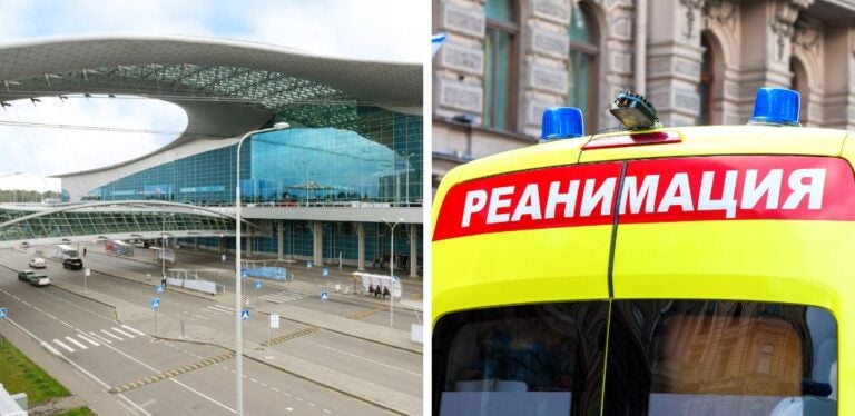 Aeropuerto Moscú Sheremetyevo y ambulancia rusa