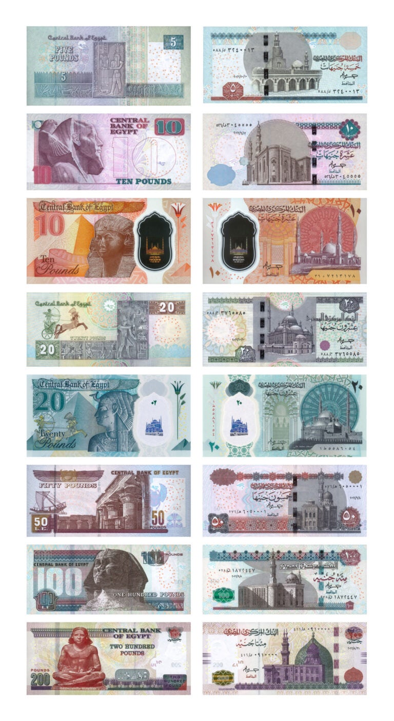 Denominaciones de billetes de libras egipcias