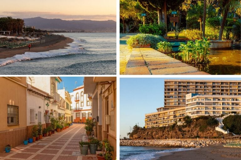 Playa, jardín botánico y calles de Torremolinos.
