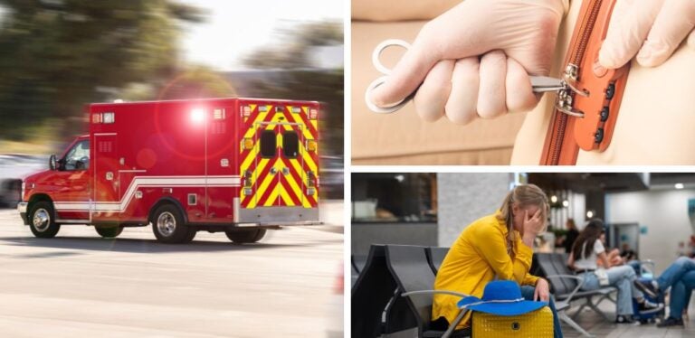 ambulancia, robo de maleta y viajera que ha perdido el vuelo