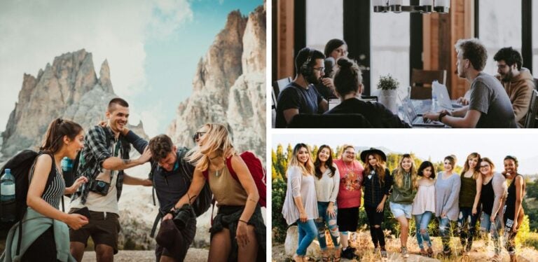 Grupos de nómadas digitales viajando por el mundo en un retiro 