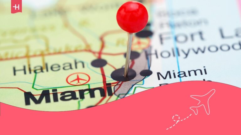 Mapa de Estados Unidos con Miami marcado