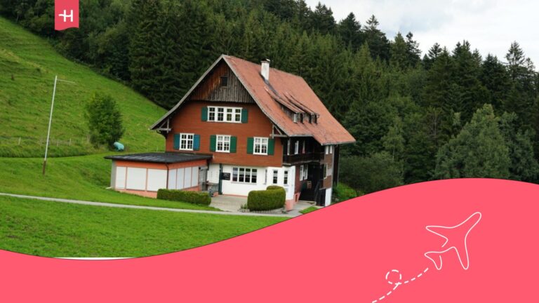 Casa en Suiza sobre un prado verde