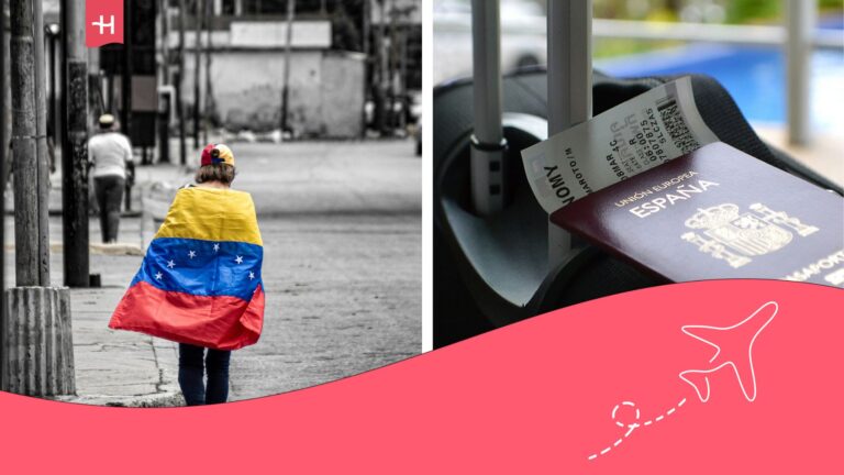 Pasaporte español y en otra imagen un chico con la bandera de Venezuela