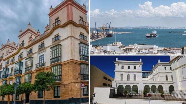 Arquitectura, puerto y universidad de Cádiz, España