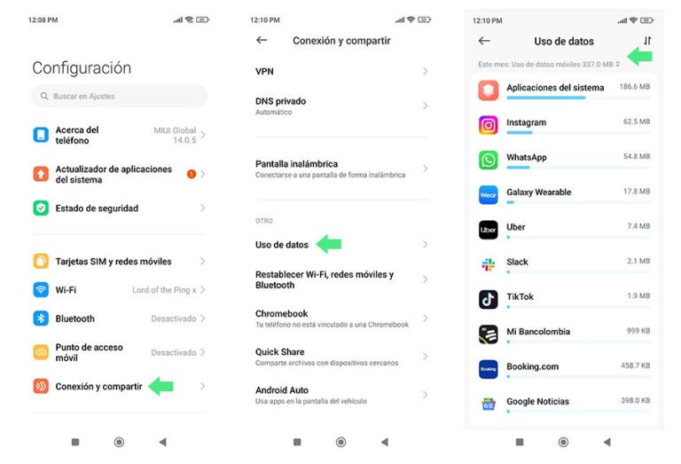 Captura de pantalla que muestra cómo saber cuántos datos me quedan en Android