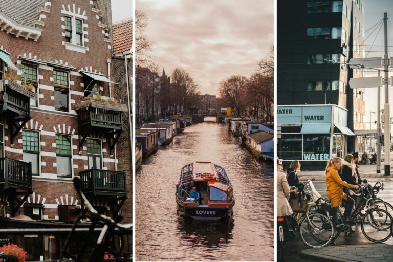 Edificios, bicicletas y canales de Holanda.