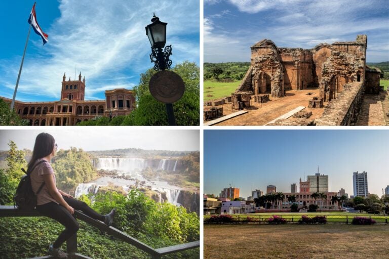 Ruinas de Encarnación, Palacio de López Asunción y cataratas de Iguazo en Paraguay.