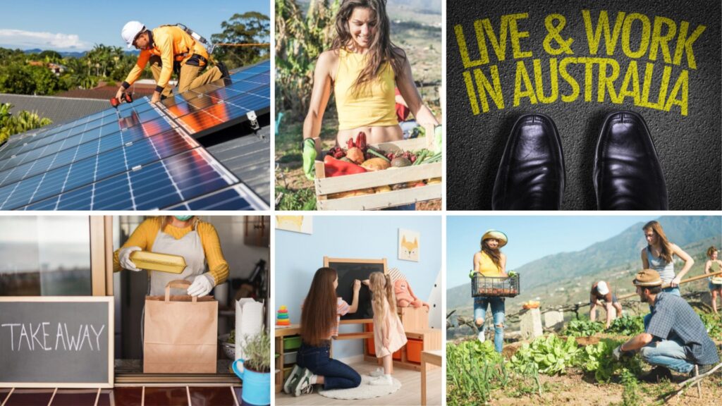 tipos de trabajo para australia