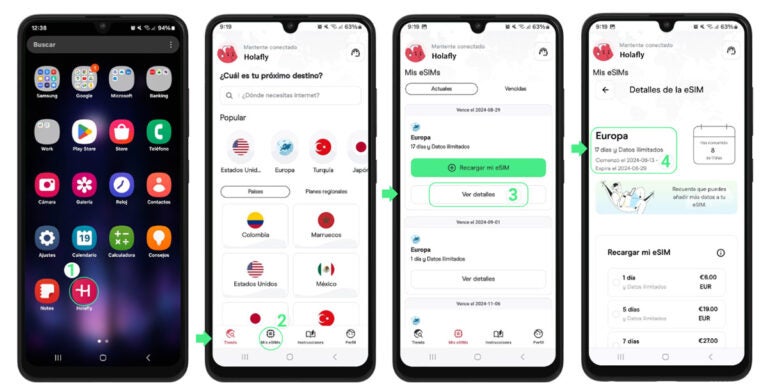 Pasos para verificar el consumo de gigas en la app de Holafly