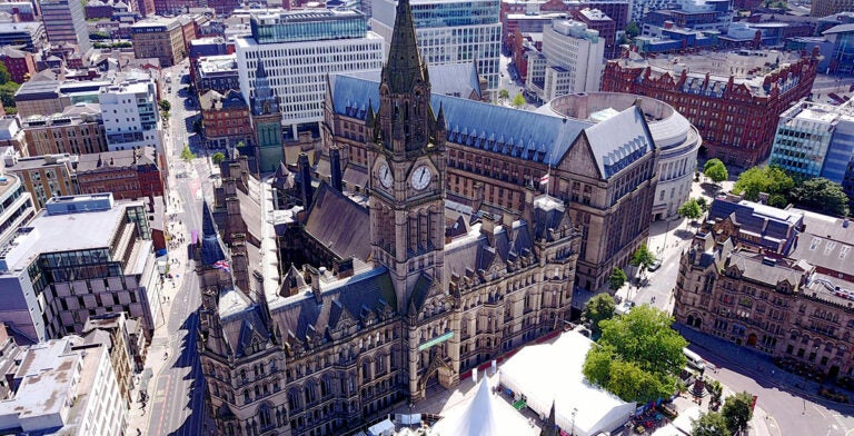 Vista aérea del Ayuntamiento de Mánchester
