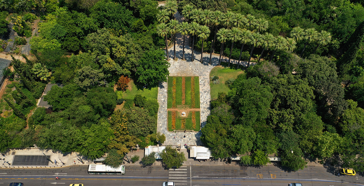 Vista aérea del Jardín Nacional de Atenas
