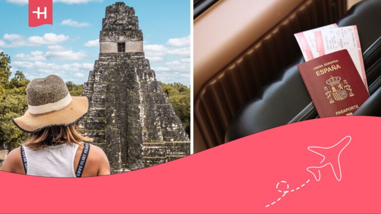 Turista en Guatemala admirando el Templo I en Tikal