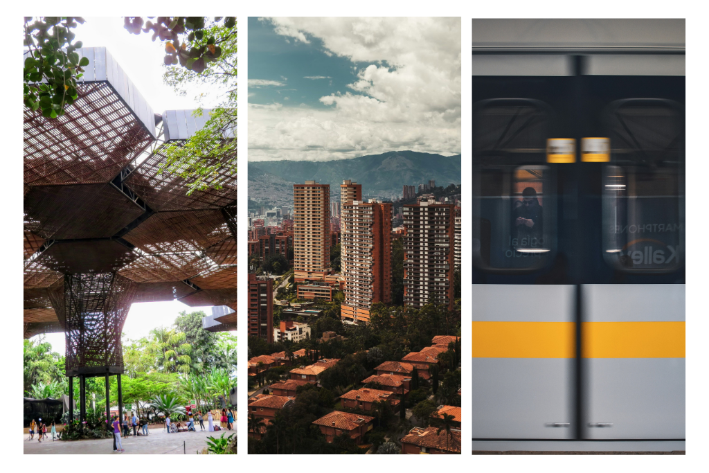 Imágenes del Jardín botánico, panorámica del Poblado y Metro de Medellín. Fuente: Unsplash