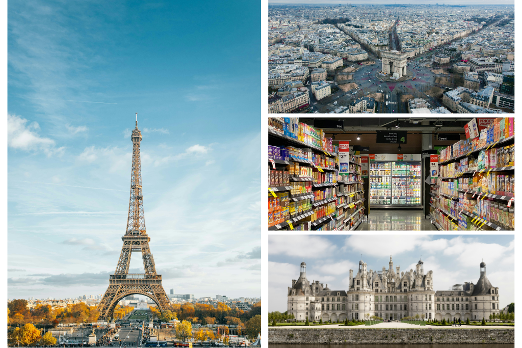 imágenes representativos de Francia y sus supermercados