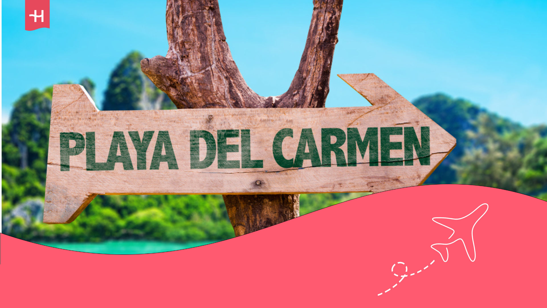 imagen con letrero de la playa del Carmen