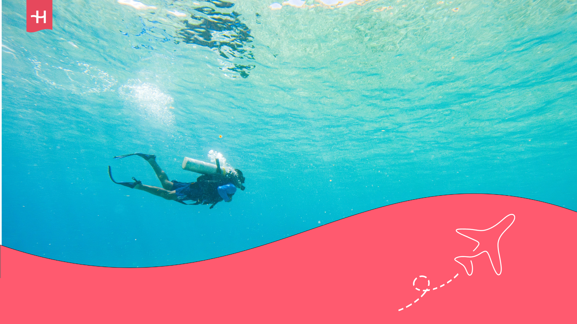 Hombre haciendo buceo en San Andrés Islas, en Colombia.