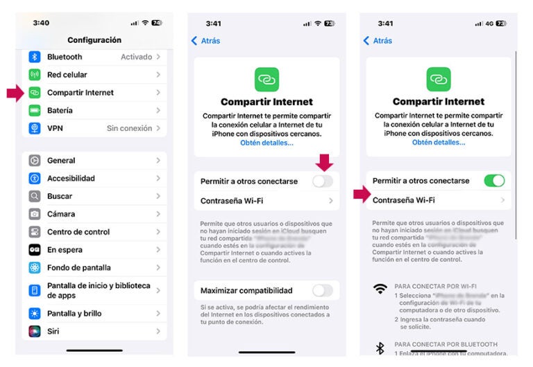 Pasos para compartir wifi con hotspot en iPhone

