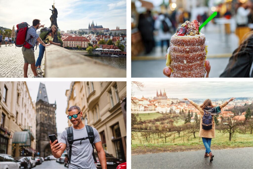 Varios viajeros conociendo la ciudad de Praga