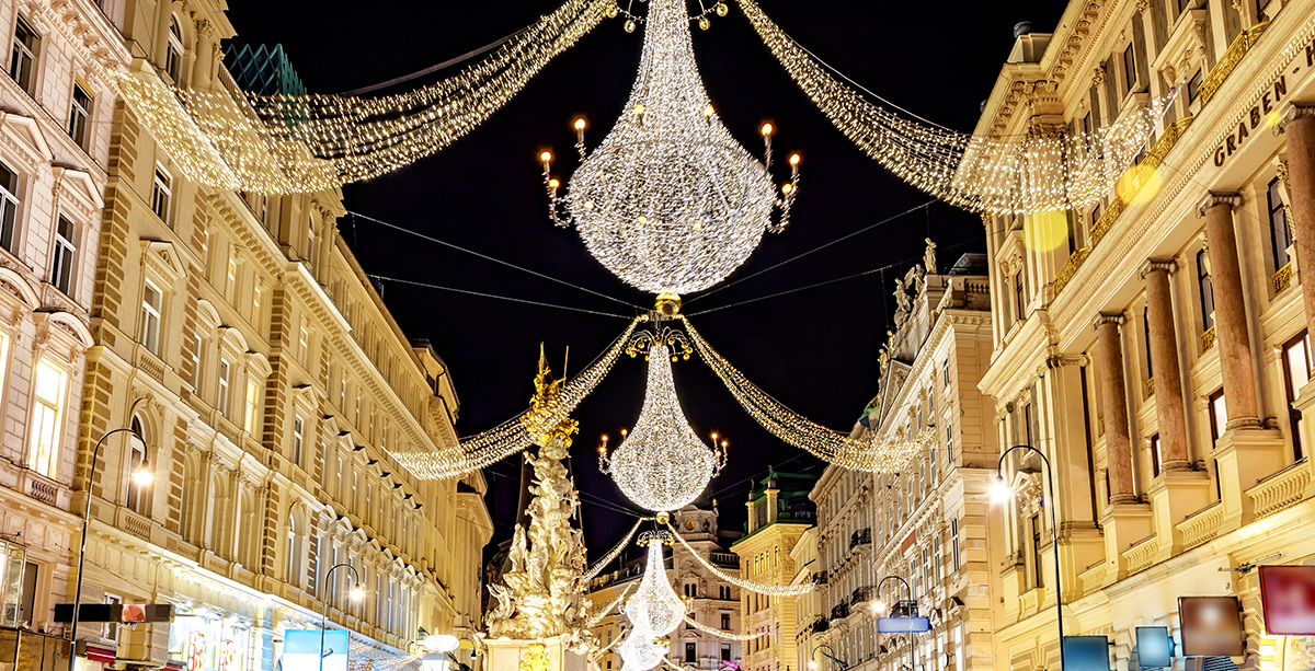 Iluminaciones de la calle Graben en Viena