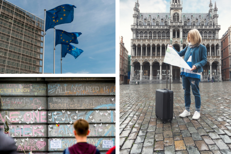 Imágenes de representativas de estudiantes en Bruselas.