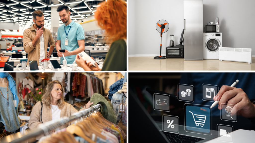 Productos de tecnología y electrodomésticos que se ofrecen en algunas tiendas y supermercados de Holanda.