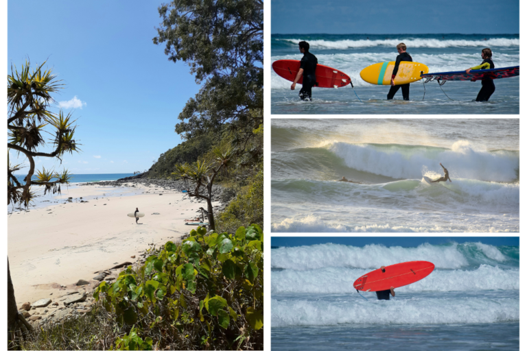 Personas practicando surf en Australia