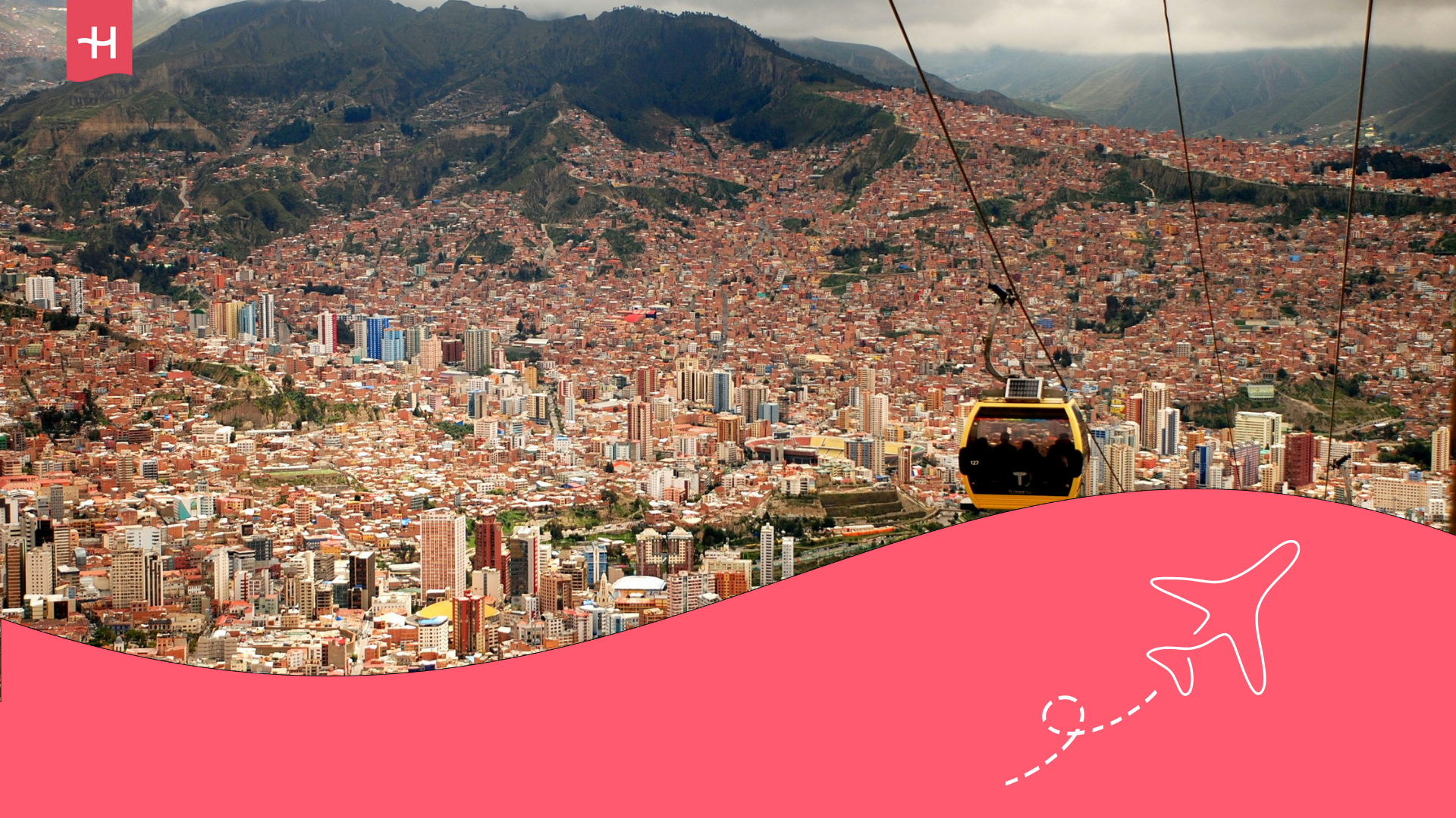 Foto de un teleférico en La Paz, Bolivia.
