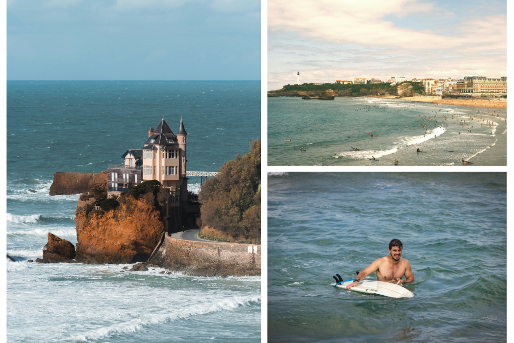 Imágenes de personas realizando surf en Biarritz