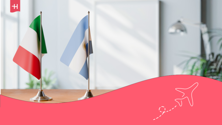 Banderas de Italia y Argentina- Visa working holiday para argentinos.