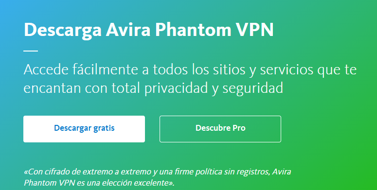Descarga la VPN de Avira Phantom. 