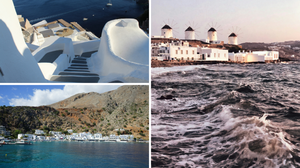 Santorini, Creta y Mykonos, lugares famosos para hacer buceo en Grecia.