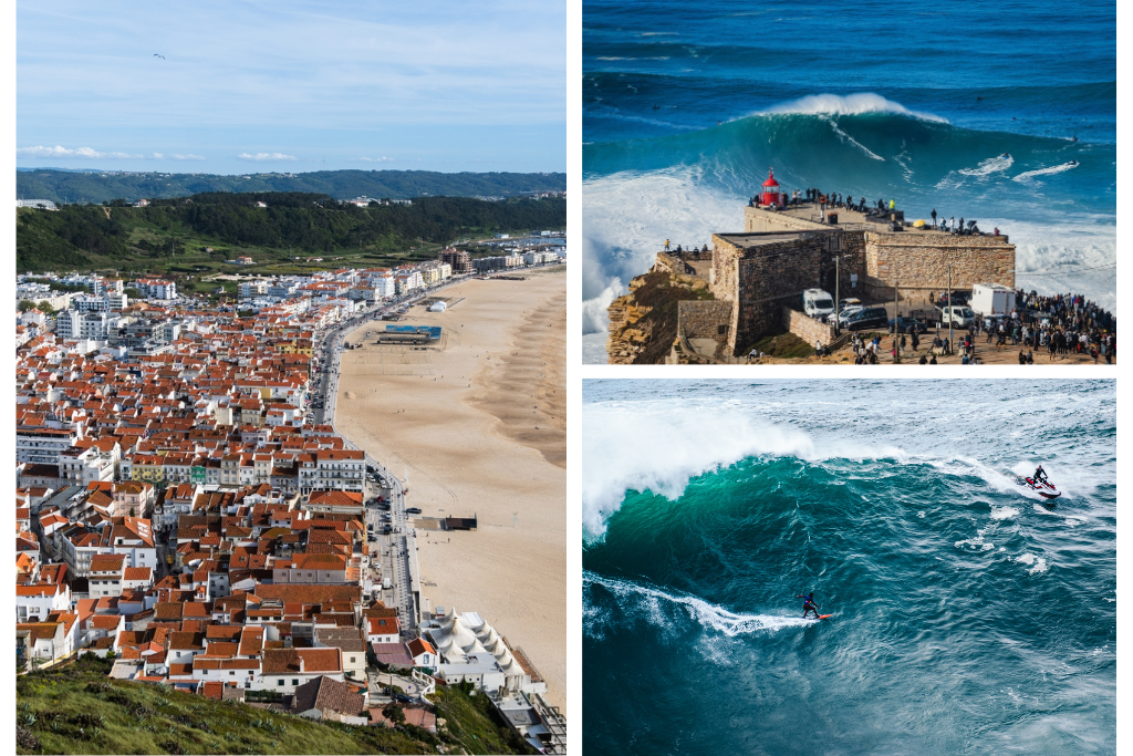 Imágenes representativas de los mejores lugares para realizar surf en Nazaré