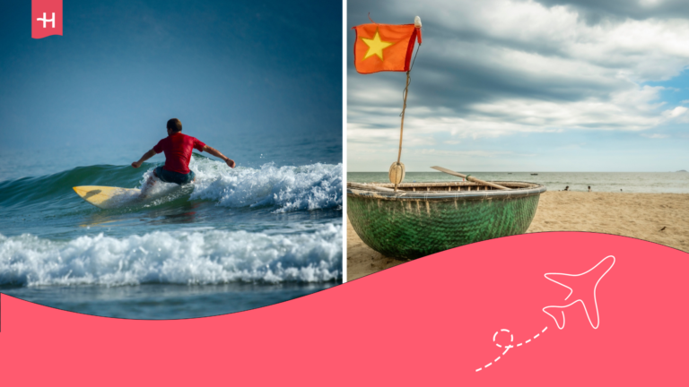 Hombre haciendo surf en Vietnam.