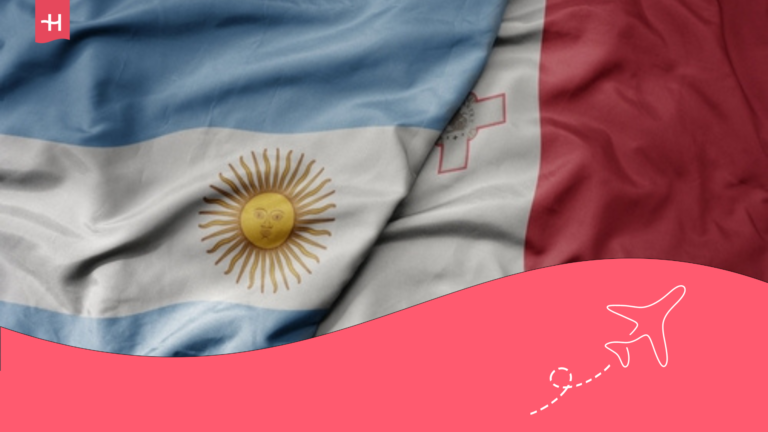 Visa Working Holiday Malta para argentinos. En la imagen: las banderas de ambos países.