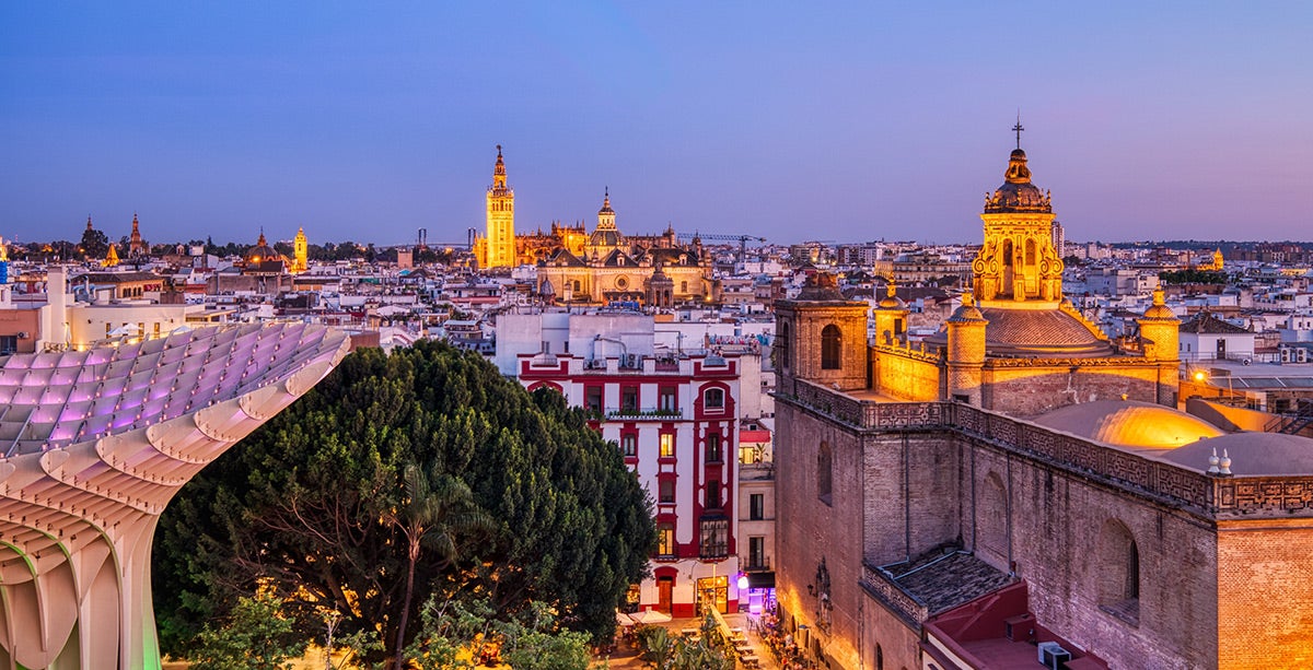 Vista panorámica de la ciudad de Sevilla, Andalucía