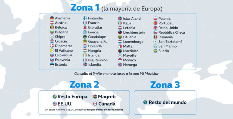 Zonas de roaming de Movistar España